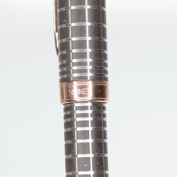 Parker Sonnet Fountain Pen Brown Rubber PGT 18k 750 France Ink 2013 Gold - Picture 6 of 13